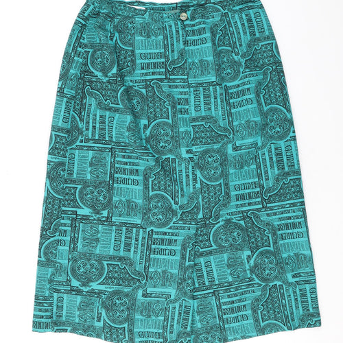 Rio Womens Green Geometric Polyester Straight & Pencil Skirt Size 14 Zip