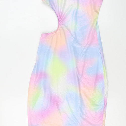 Divided by H&M Womens Multicoloured Geometric Polyester Bodycon Size S Round Neck Pullover - Cutout