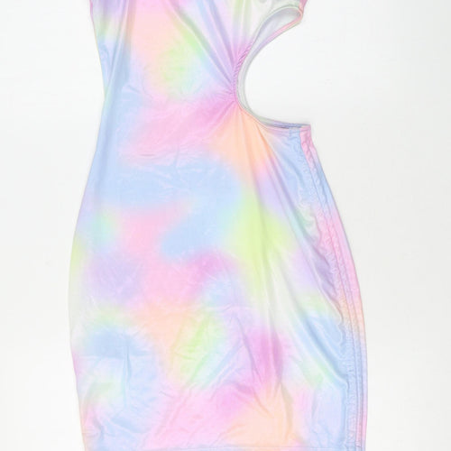 Divided by H&M Womens Multicoloured Geometric Polyester Bodycon Size S Round Neck Pullover - Cutout