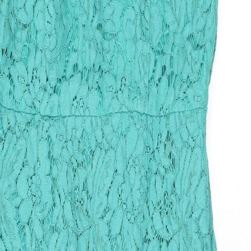 ASOS Womens Green Floral Polyester Pencil Dress Size 10 One Shoulder Zip