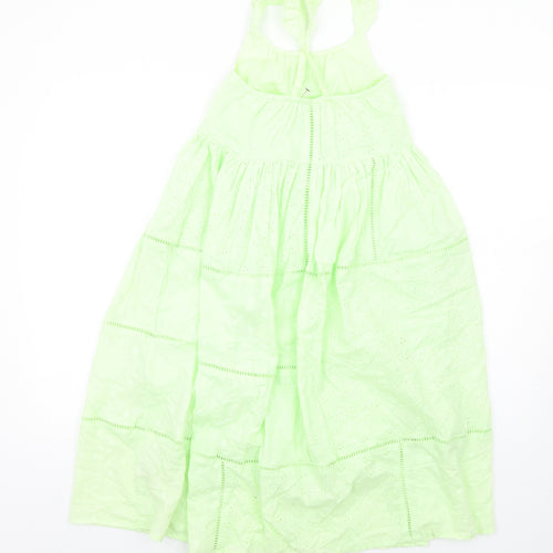Marks and Spencer Girls Green Cotton A-Line Size 8-9 Years Square Neck Pullover