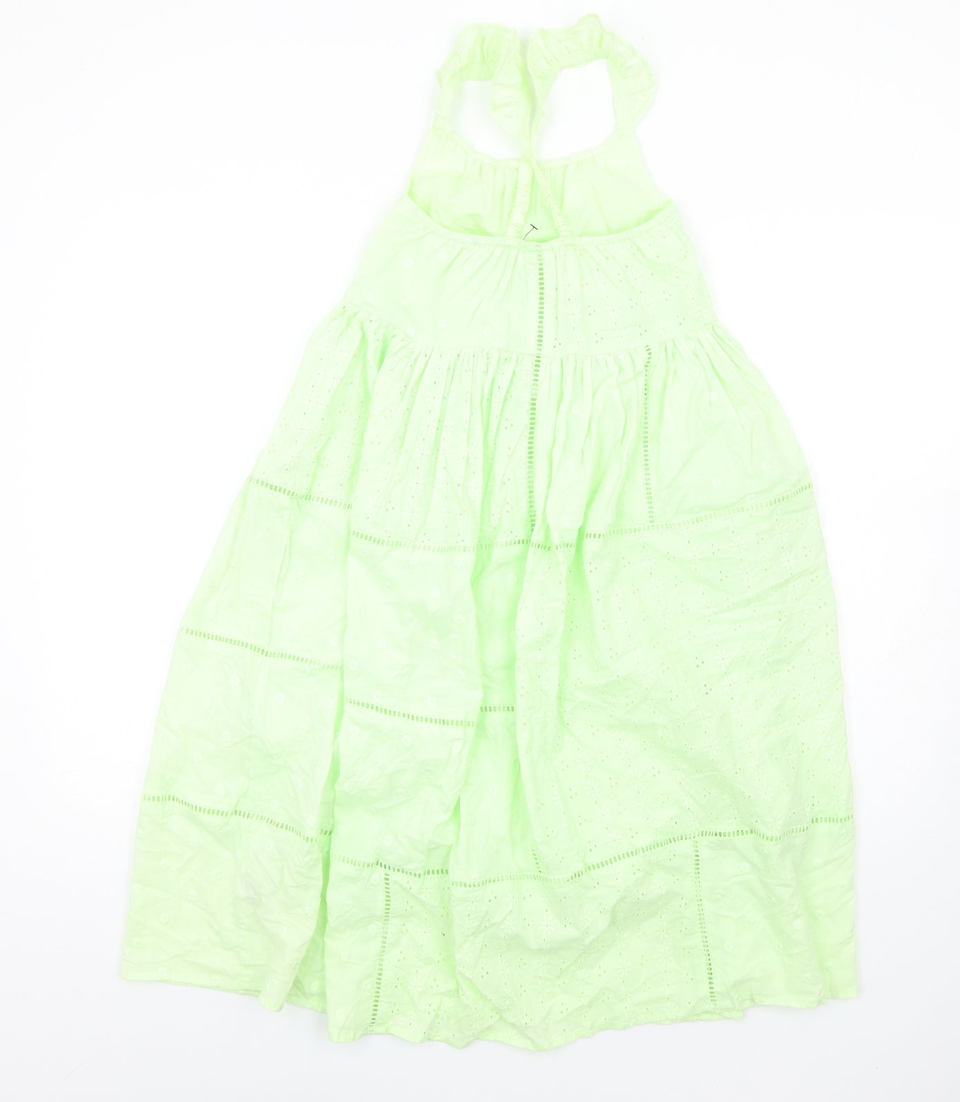 Marks and Spencer Girls Green Cotton A-Line Size 8-9 Years Square Neck Pullover