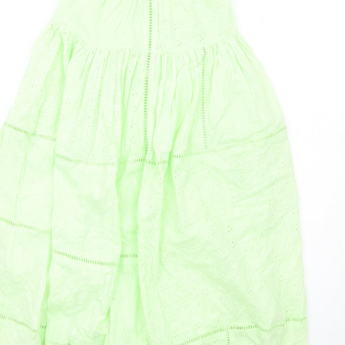 Marks and Spencer Girls Green Cotton A-Line Size 8-9 Years Square Neck Pullover