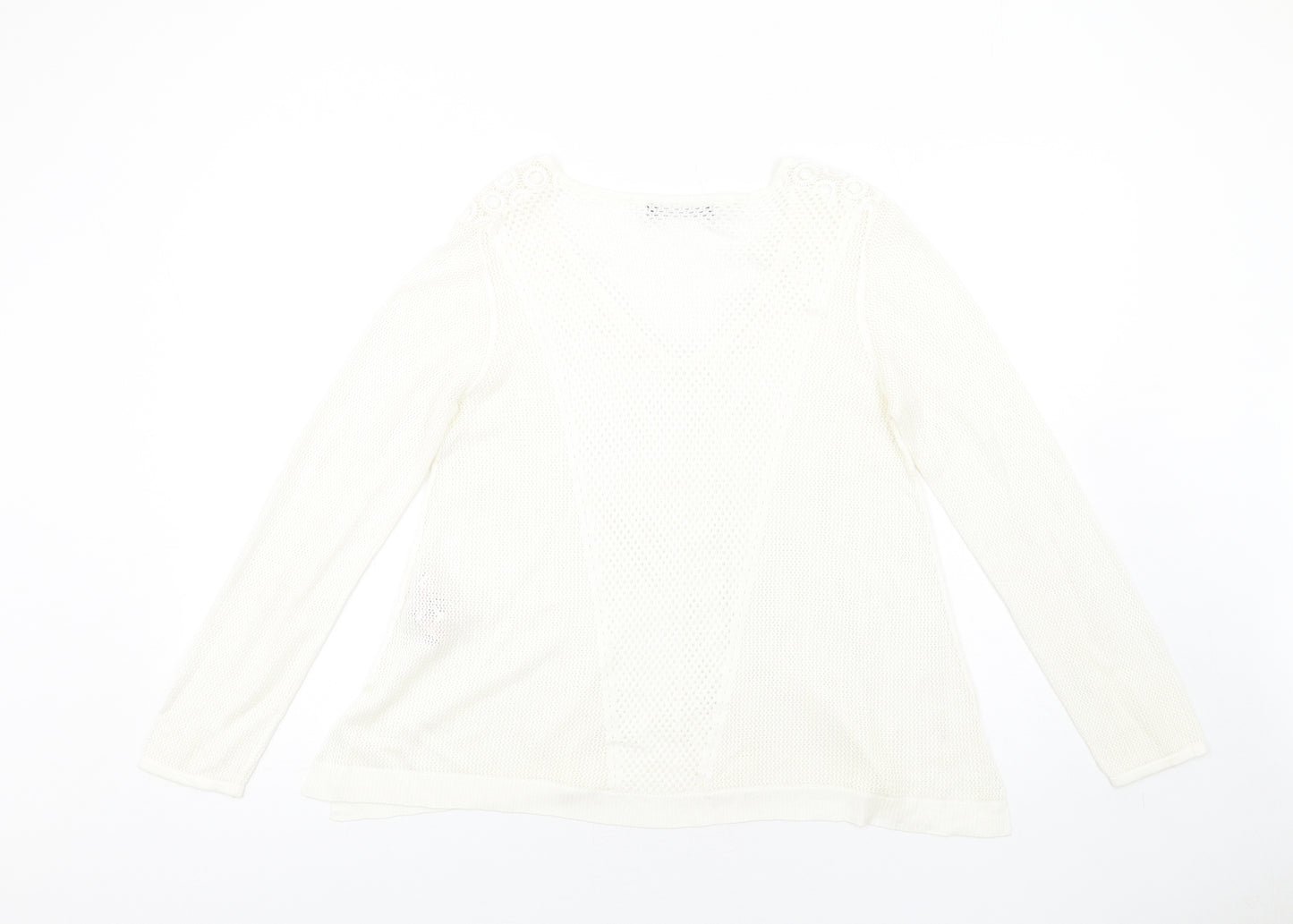 Marks and Spencer Womens Ivory V-Neck Viscose Pullover Jumper Size 12