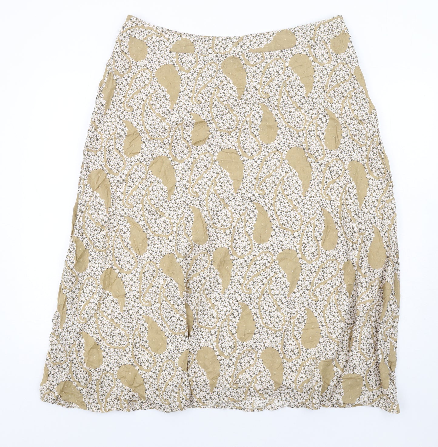Marks and Spencer Womens Beige Floral Modal A-Line Skirt Size 18 Zip