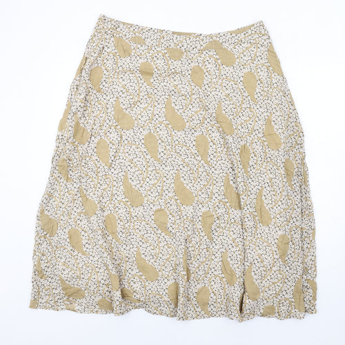 Marks and Spencer Womens Beige Floral Modal A-Line Skirt Size 18 Zip