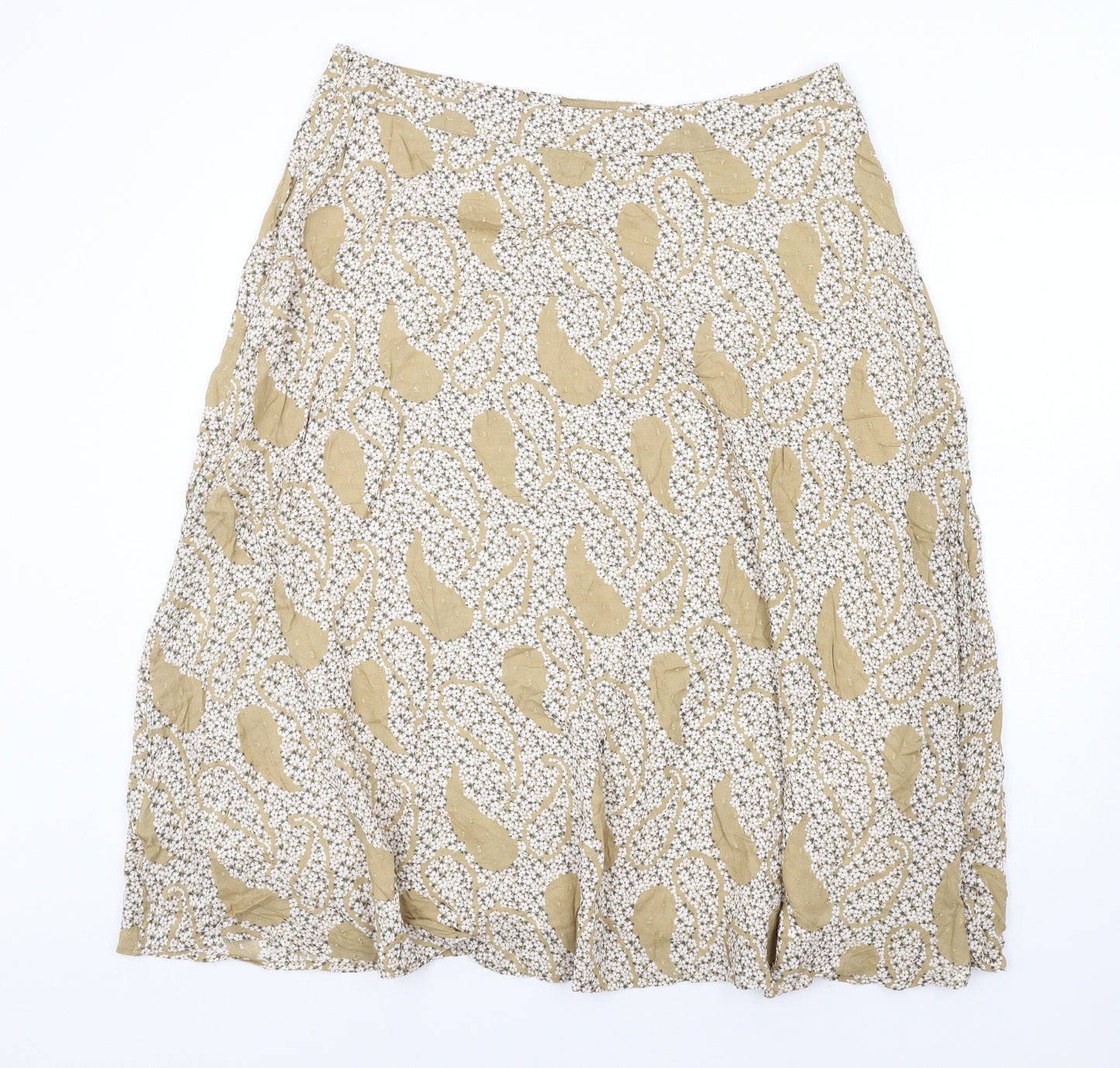 Marks and Spencer Womens Beige Floral Modal A-Line Skirt Size 18 Zip