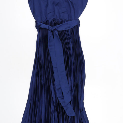 New Look Womens Blue Polyester A-Line Size 6 V-Neck Pullover - Pleated