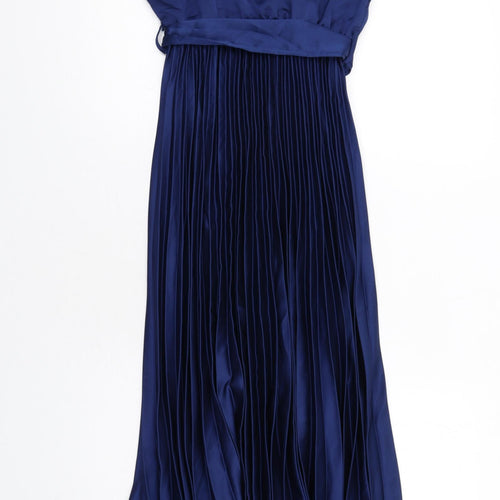 New Look Womens Blue Polyester A-Line Size 6 V-Neck Pullover - Pleated