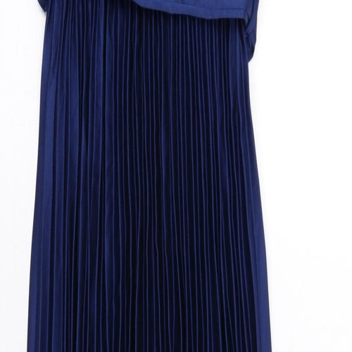 New Look Womens Blue Polyester A-Line Size 6 V-Neck Pullover - Pleated