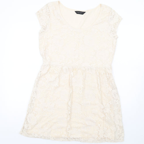 Dorothy Perkins Womens Beige Polyester Fit & Flare Size 16 Round Neck Pullover