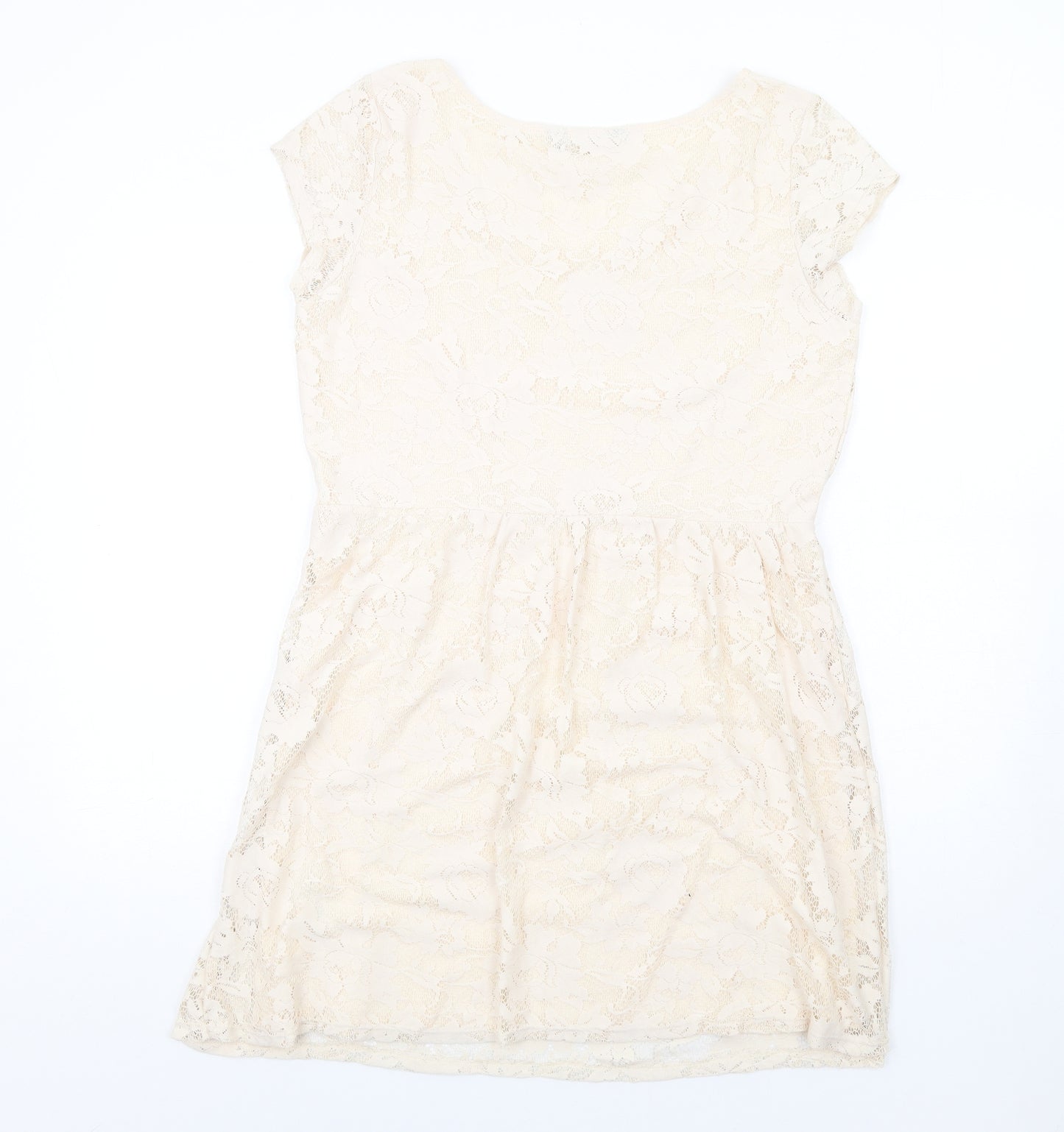 Dorothy Perkins Womens Beige Polyester Fit & Flare Size 16 Round Neck Pullover