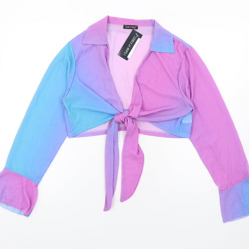 I SAW IT FIRST Womens Multicoloured Polyester Basic Blouse Size 14 V-Neck