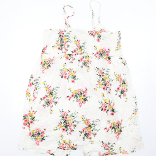 Yours Womens Ivory Floral Viscose A-Line Size 20 V-Neck Button
