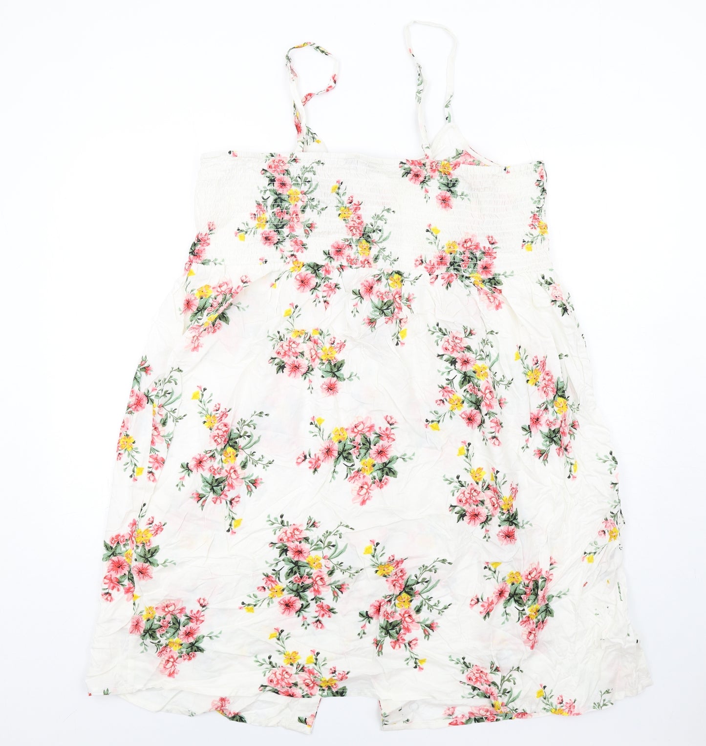 Yours Womens Ivory Floral Viscose A-Line Size 20 V-Neck Button
