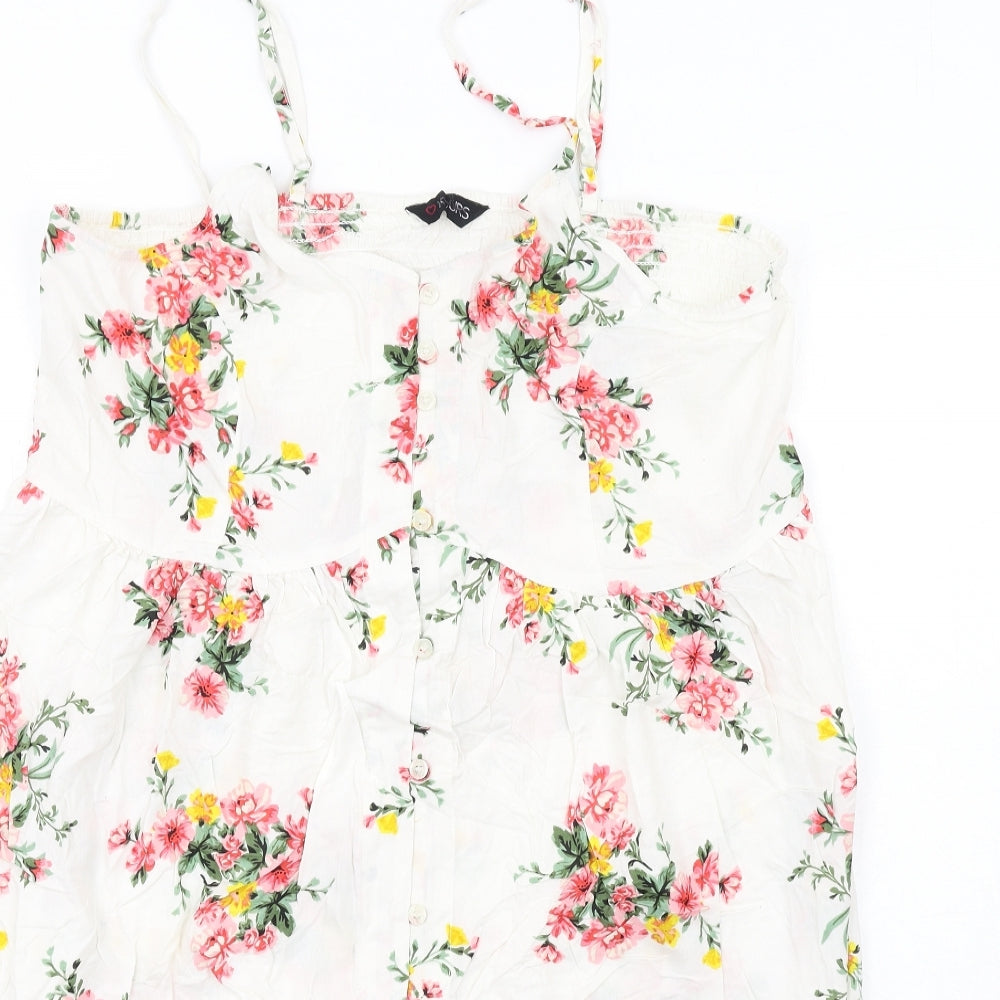 Yours Womens Ivory Floral Viscose A-Line Size 20 V-Neck Button
