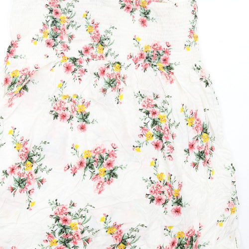 Yours Womens Ivory Floral Viscose A-Line Size 20 V-Neck Button