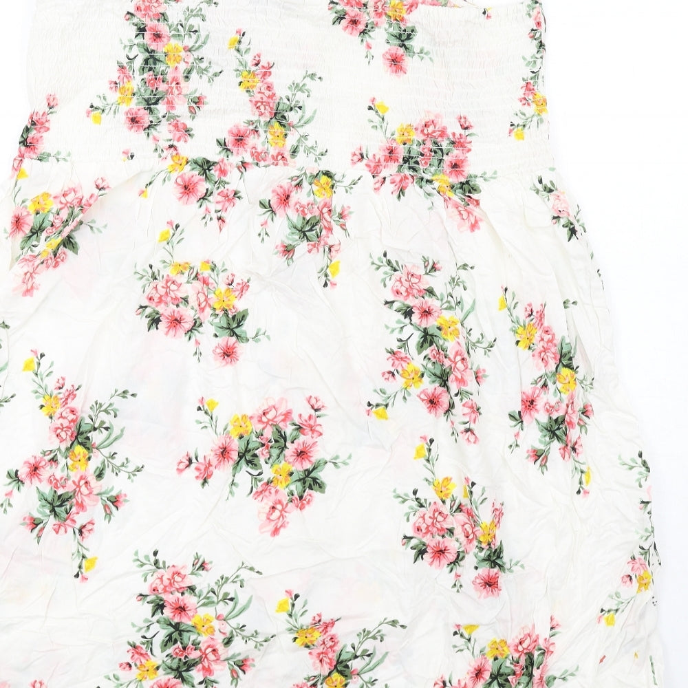 Yours Womens Ivory Floral Viscose A-Line Size 20 V-Neck Button