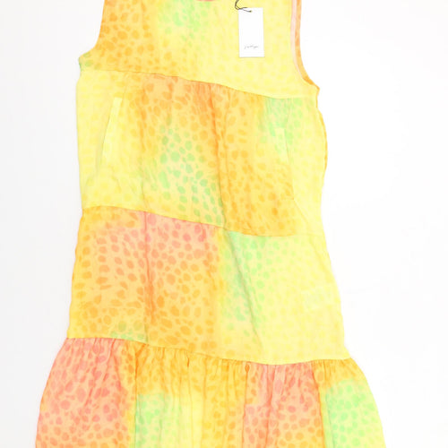 Hype Womens Multicoloured Animal Print Polyester A-Line Size 12 Mock Neck Zip