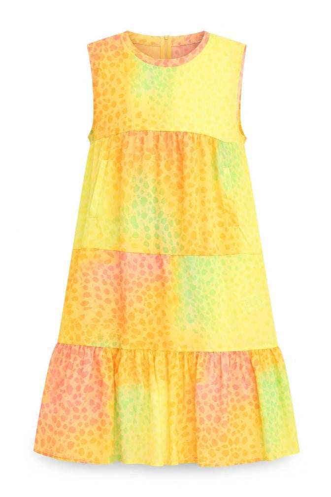 Front view of Hype women’s multicoloured animal print polyester a-line, size UK 12, mock neck zip