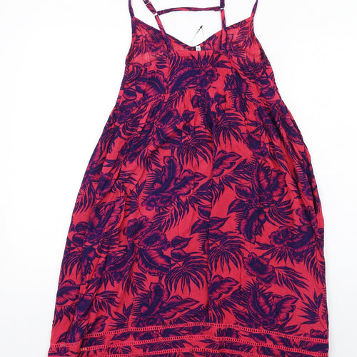 NEXT Womens Pink Floral Viscose A-Line Size 6 V-Neck Pullover