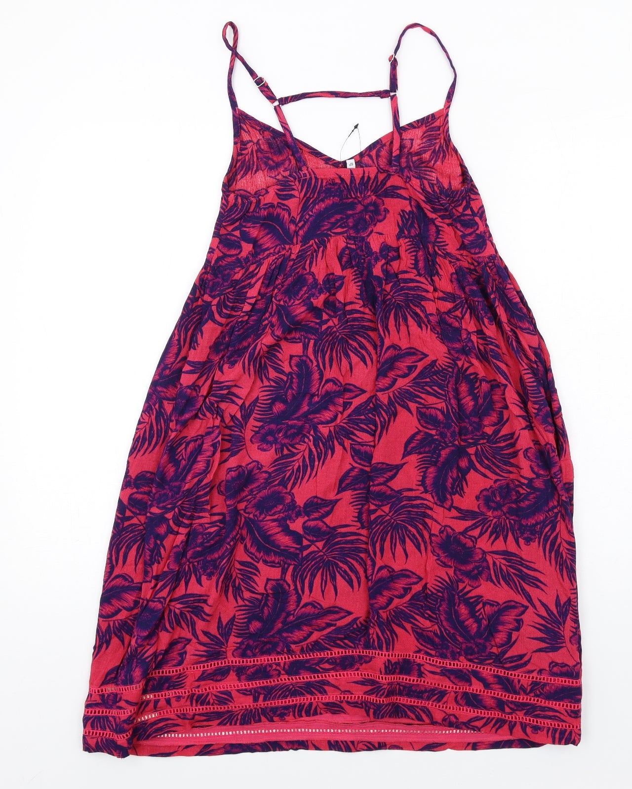 NEXT Womens Pink Floral Viscose A-Line Size 6 V-Neck Pullover
