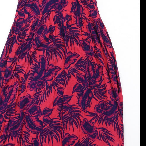 NEXT Womens Pink Floral Viscose A-Line Size 6 V-Neck Pullover