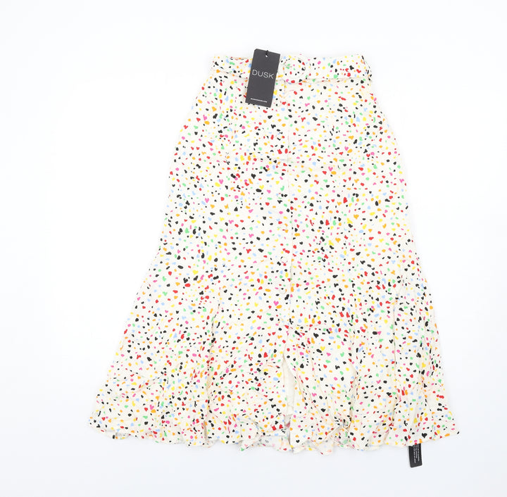 dusk Womens Multicoloured Geometric Viscose A-Line Skirt Size 6 Button