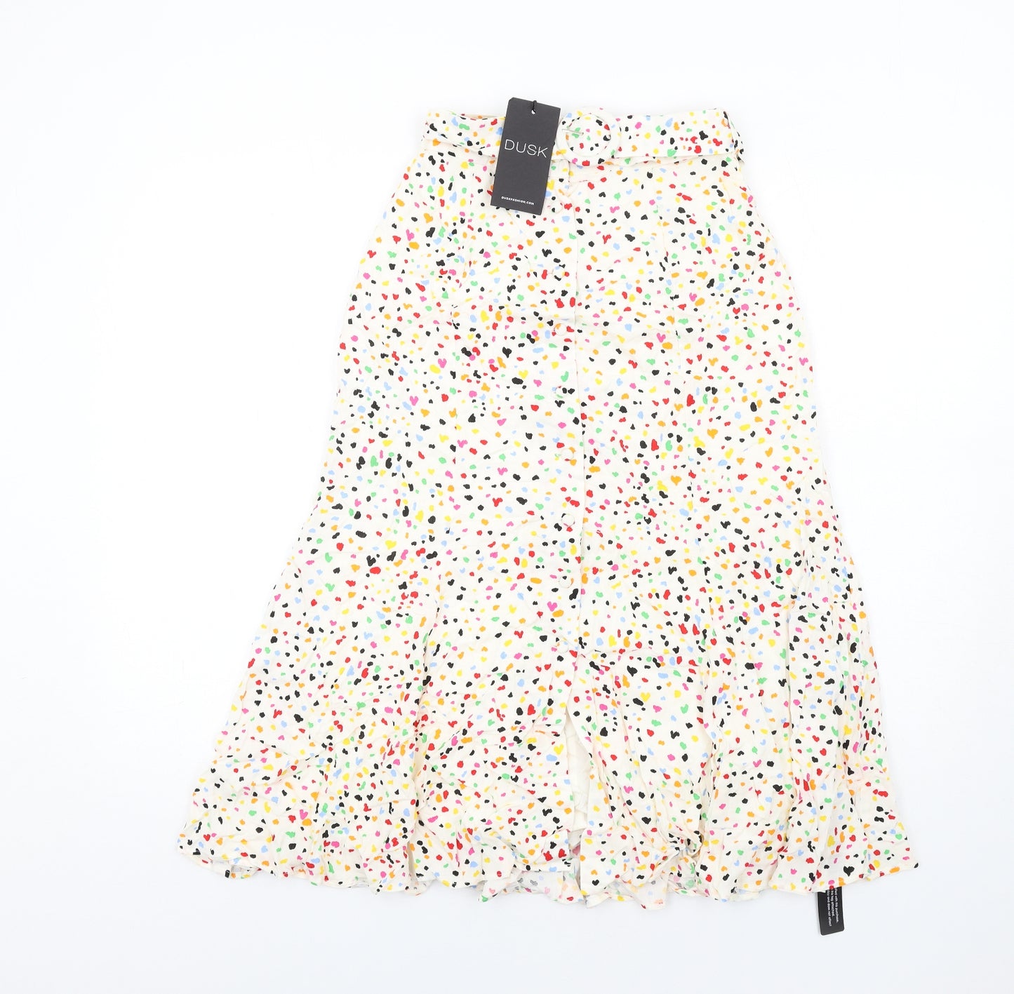 dusk Womens Multicoloured Geometric Viscose A-Line Skirt Size 6 Button