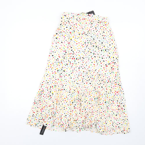 dusk Womens Multicoloured Geometric Viscose A-Line Skirt Size 6 Button