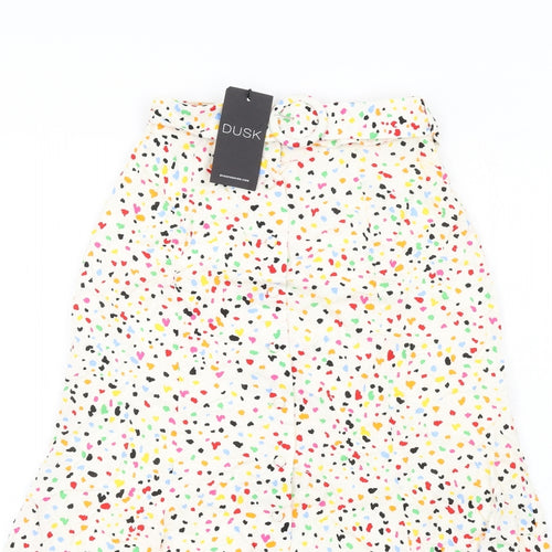 dusk Womens Multicoloured Geometric Viscose A-Line Skirt Size 6 Button