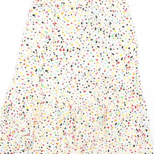 dusk Womens Multicoloured Geometric Viscose A-Line Skirt Size 6 Button