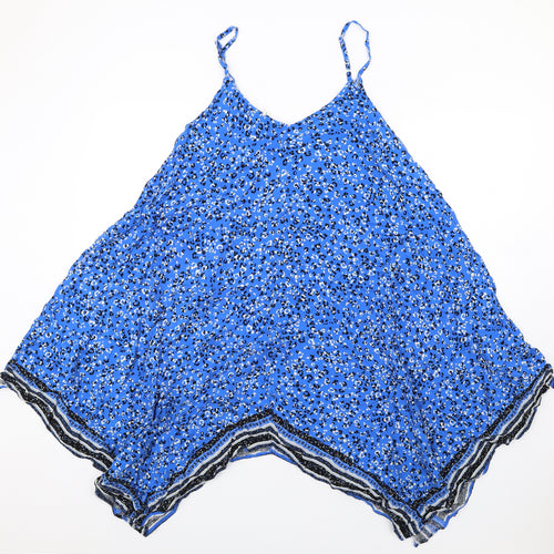 Monsoon Womens Blue Geometric Viscose Slip Dress Size M V-Neck Pullover