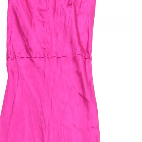 Zara Womens Pink Viscose Maxi Size M Cowl Neck Zip