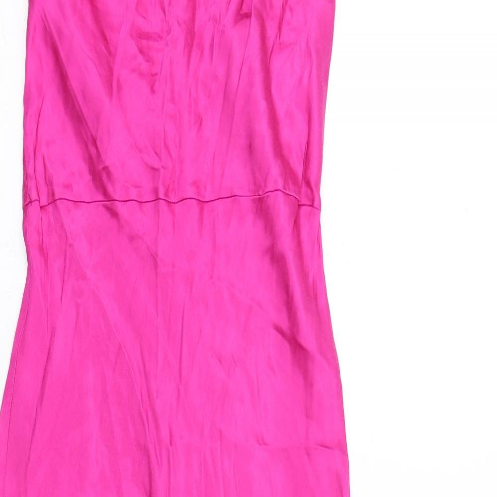 Zara Womens Pink Viscose Maxi Size M Cowl Neck Zip