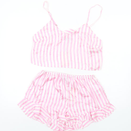 Missguided Womens Pink Striped Polyester Cami Pyjama Set Size 12