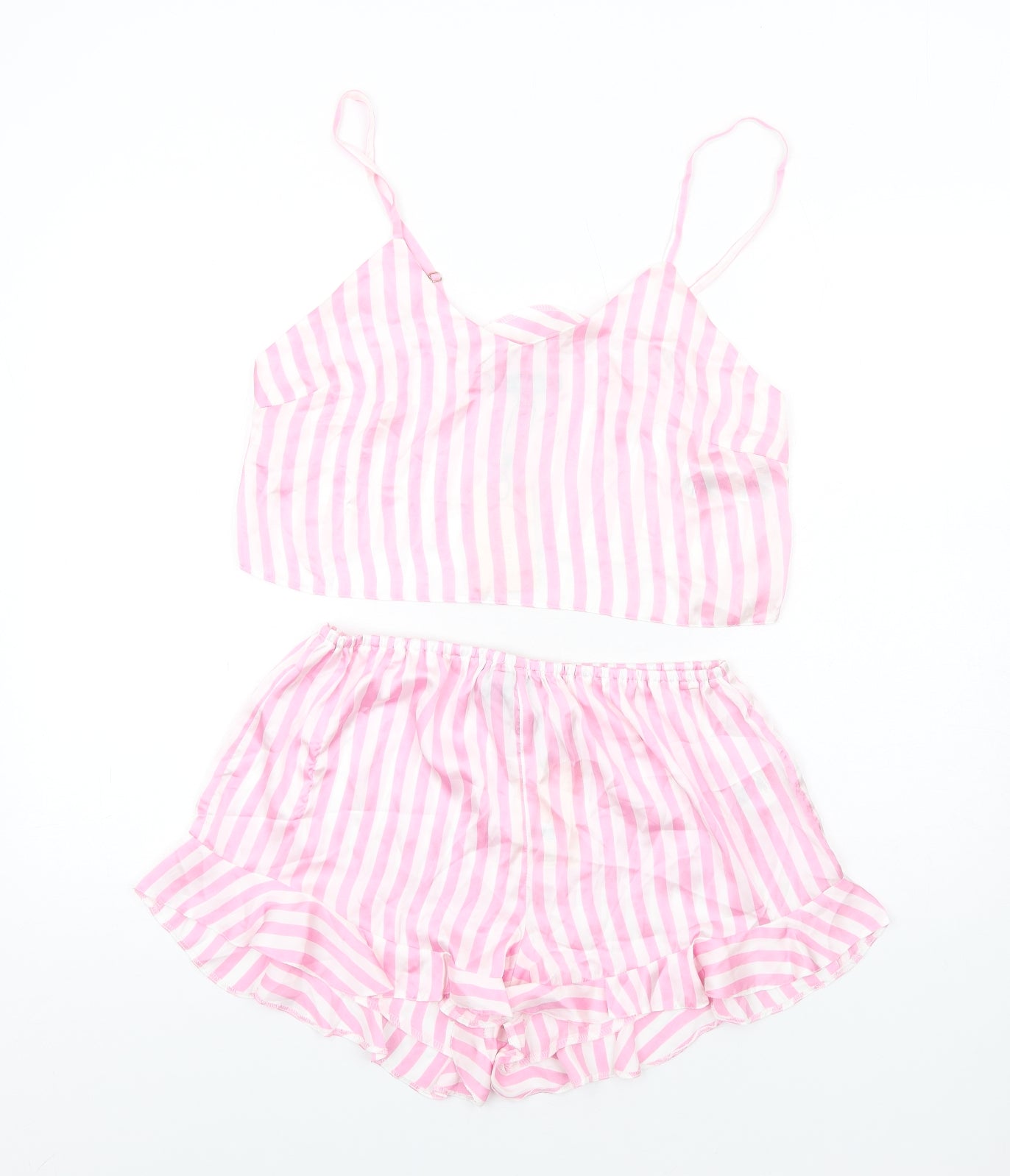 Missguided Womens Pink Striped Polyester Cami Pyjama Set Size 12