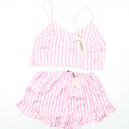 Missguided Womens Pink Striped Polyester Cami Pyjama Set Size 12