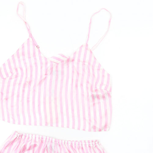 Missguided Womens Pink Striped Polyester Cami Pyjama Set Size 12