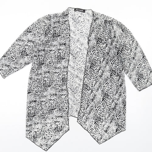 Alexara Womens Black Animal Print Nylon Kimono T-Shirt Size 14 V-Neck