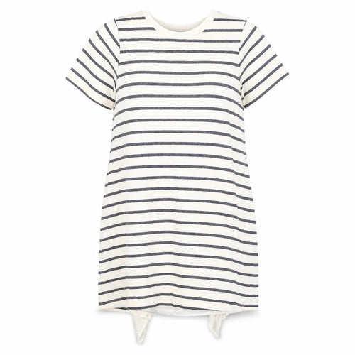 Clu Womens Ivory Striped Cotton T-Shirt Dress Size M Round Neck Pullover