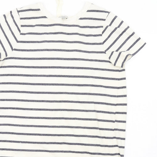 Clu Womens Ivory Striped Cotton T-Shirt Dress Size M Round Neck Pullover