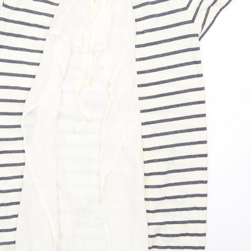 Clu Womens Ivory Striped Cotton T-Shirt Dress Size M Round Neck Pullover