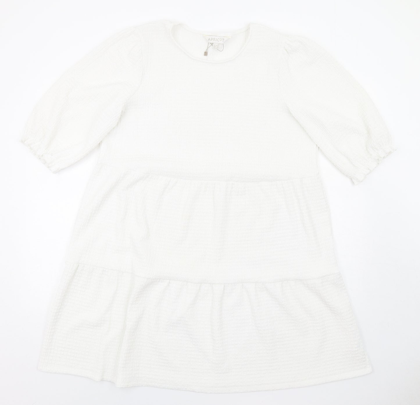 Apricot Womens White Polyester Ball Gown Size 14 Round Neck Pullover