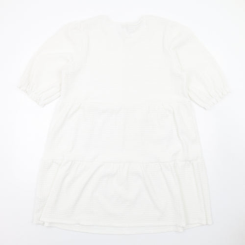 Apricot Womens White Polyester Ball Gown Size 14 Round Neck Pullover