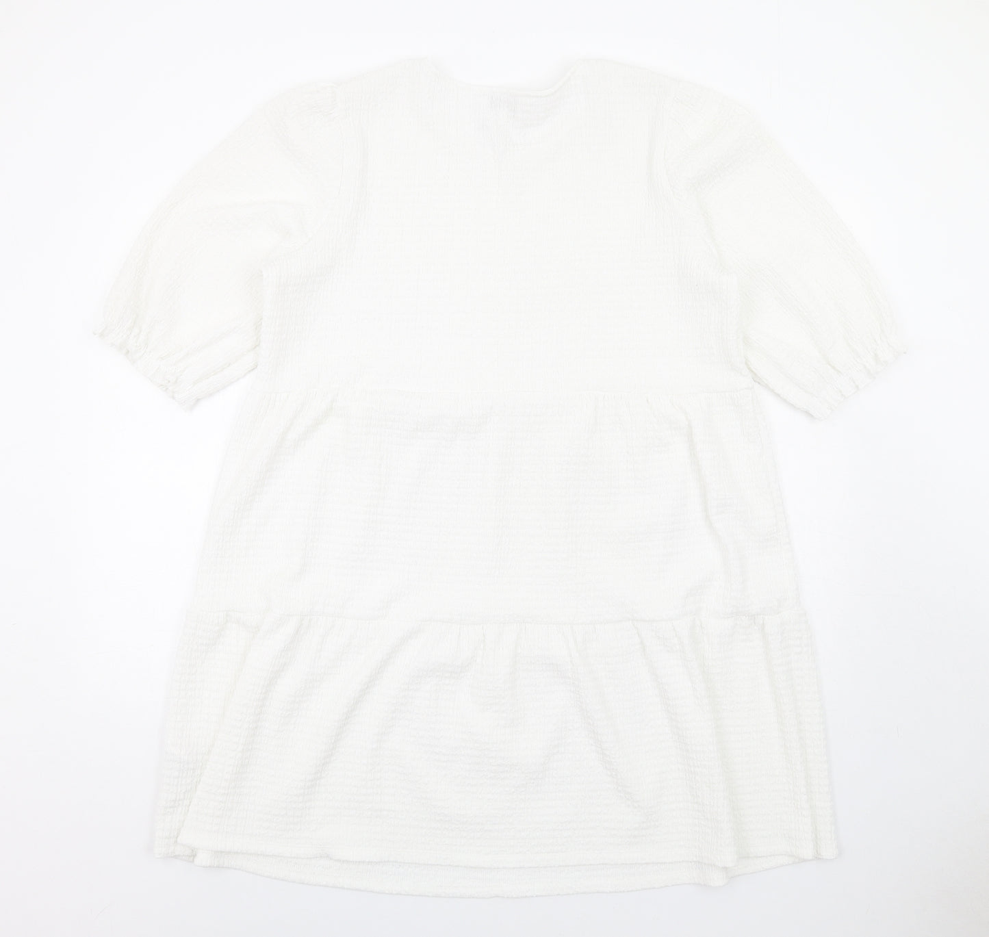 Apricot Womens White Polyester Ball Gown Size 14 Round Neck Pullover