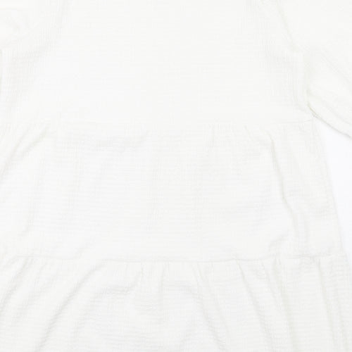 Apricot Womens White Polyester Ball Gown Size 14 Round Neck Pullover