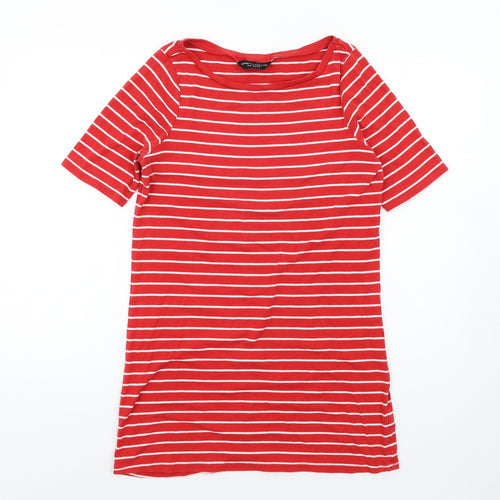 Dorothy Perkins Womens Red Striped Cotton Bodycon Size 12 Boat Neck Pullover