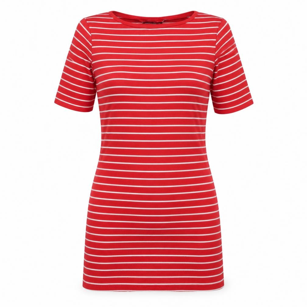 Dorothy Perkins Womens Red Striped Cotton Bodycon Size 12 Boat Neck Pullover