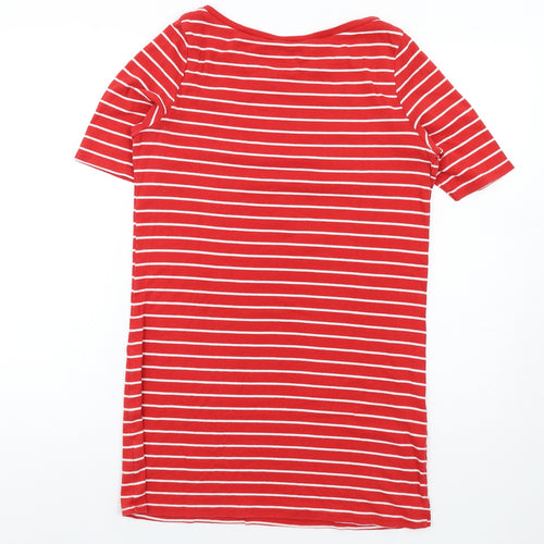 Dorothy Perkins Womens Red Striped Cotton Bodycon Size 12 Boat Neck Pullover